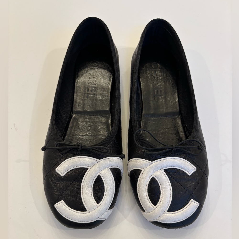 CHANEL CAMBON BALLET FLATS | SIZE 36 | BLACK LEATHER